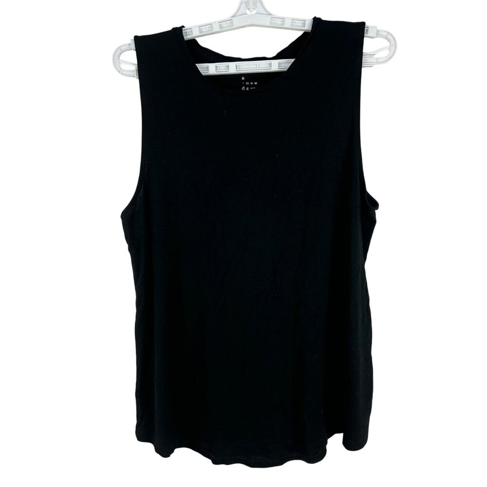 A New Day Black Sleeveless Tank Top Large 95% Rayon 5% Spandex